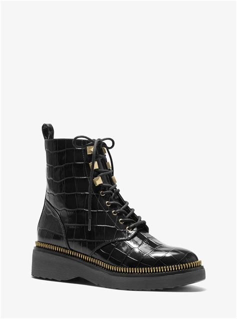 michael kors haskell crocodile embossed leather combat boot|michael kors neue kollektion.